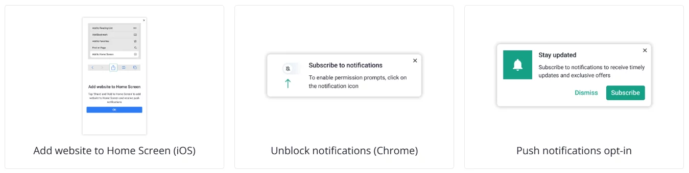 pop-ups templates to grow web push subscriber base